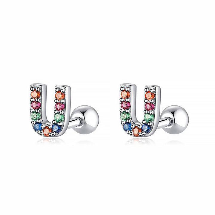 Coloured Letter Earrings - Letria-U-Silver-Nora Luxe