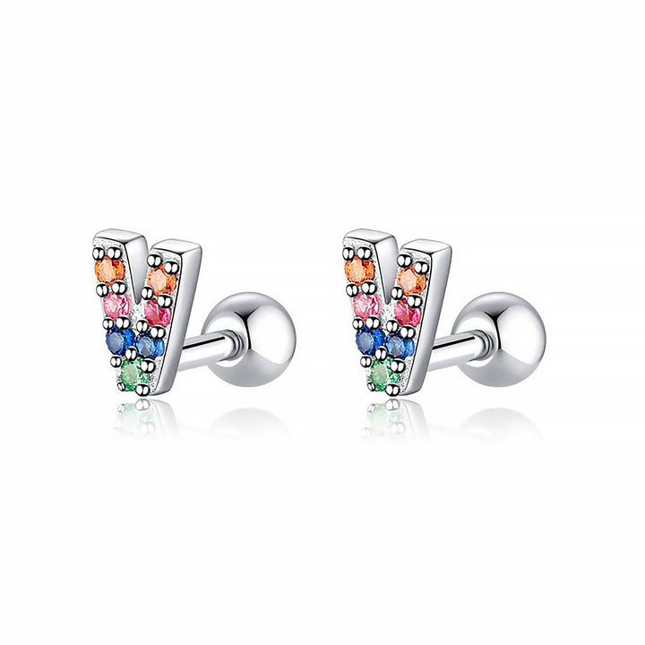 Coloured Letter Earrings - Letria-V-Silver-Nora Luxe