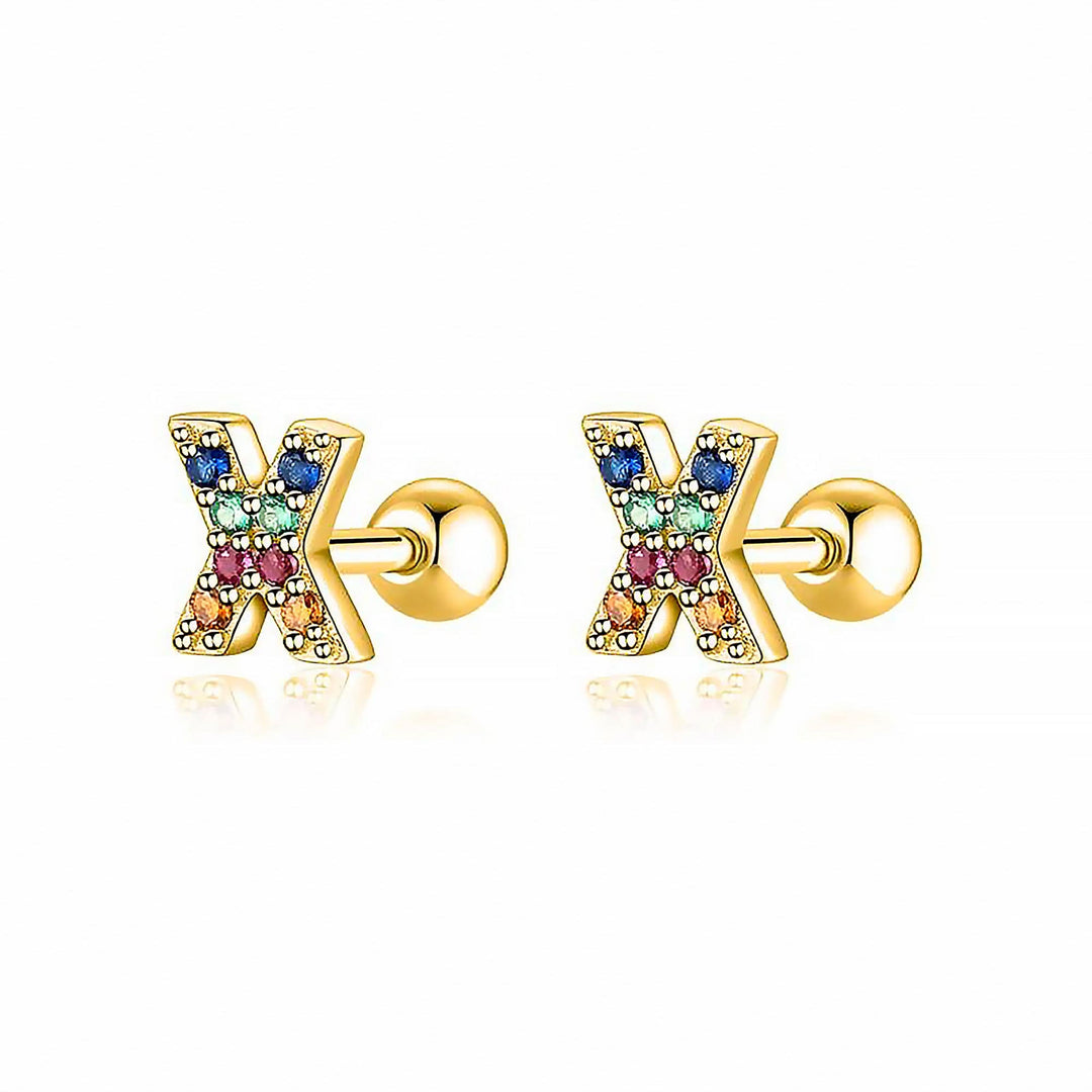 Coloured Letter Earrings - Letria-X-Gold-Nora Luxe