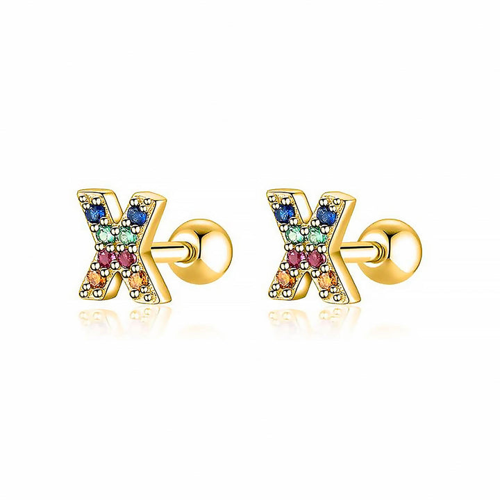 Coloured Letter Earrings - Letria-X-Gold-Nora Luxe