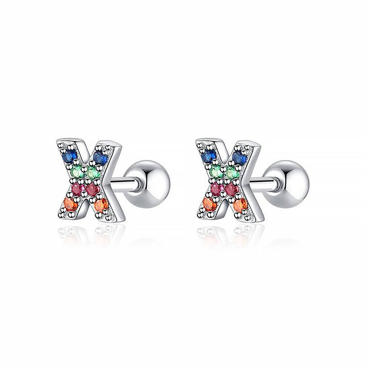Coloured Letter Earrings - Letria-X-Silver-Nora Luxe