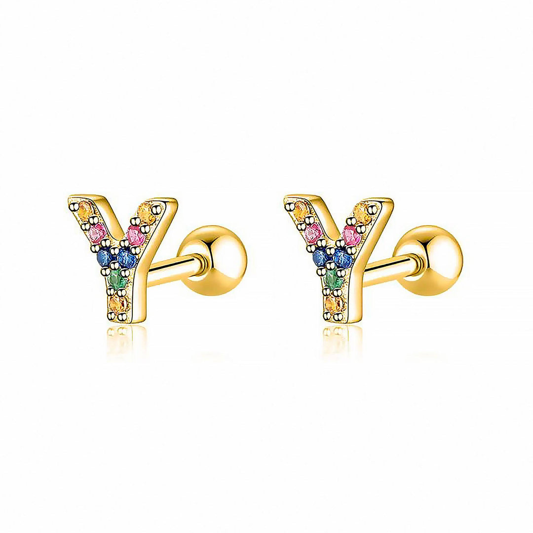 Coloured Letter Earrings - Letria-Y-Gold-Nora Luxe