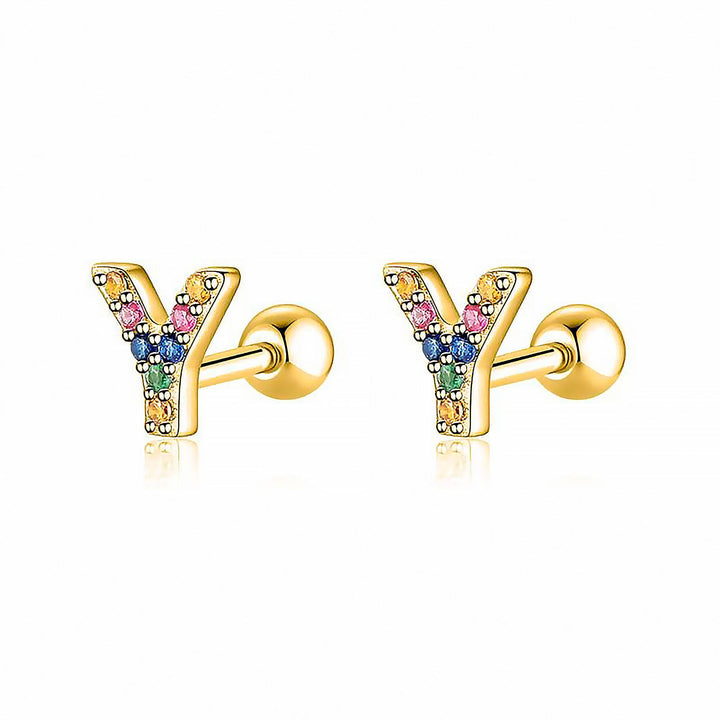 Coloured Letter Earrings - Letria-Y-Gold-Nora Luxe