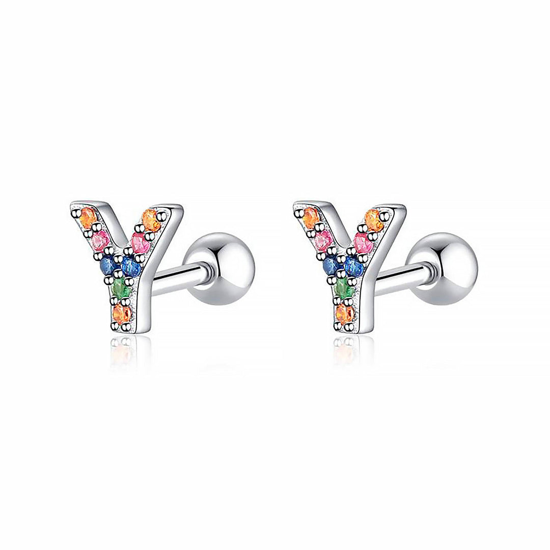 Coloured Letter Earrings - Letria-Y-Silver-Nora Luxe
