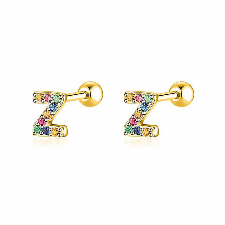 Coloured Letter Earrings - Letria-Z-Gold-Nora Luxe