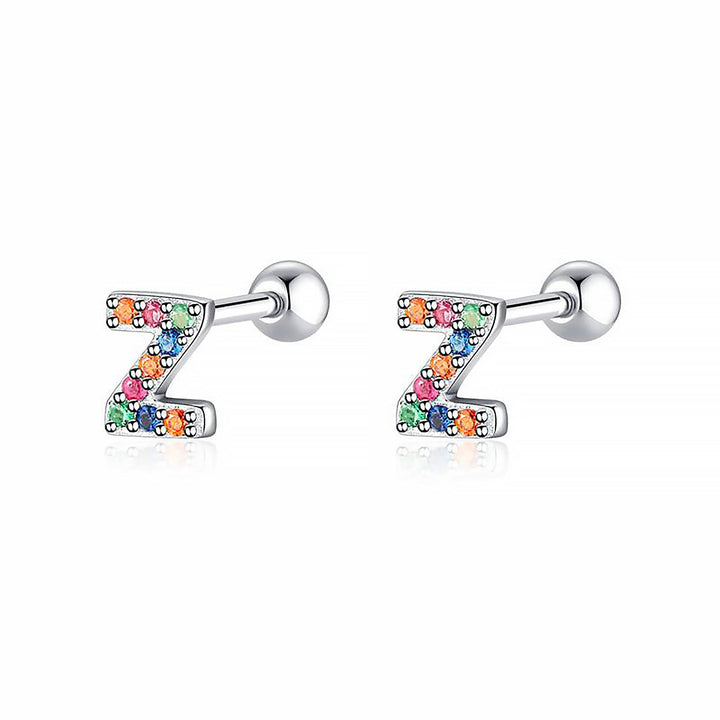 Coloured Letter Earrings - Letria-Z-Silver-Nora Luxe