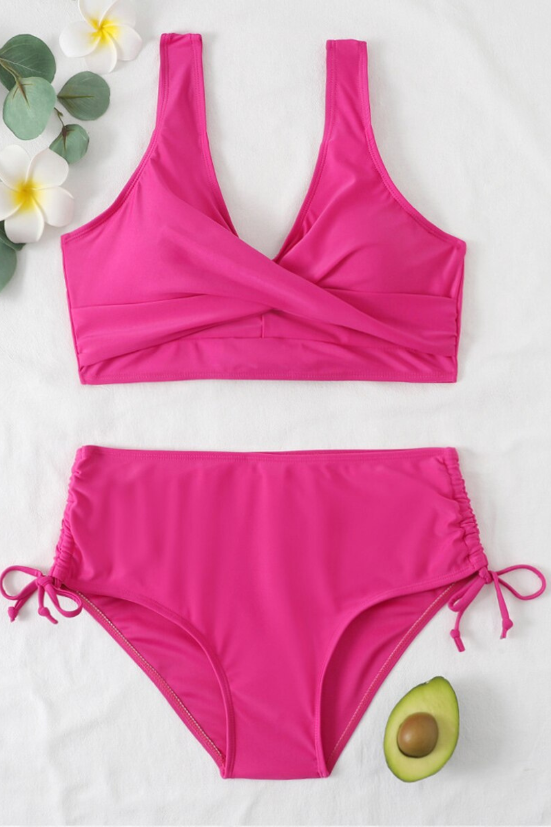Colourful Bikini with Drawstring and Twist Detail – Zaraï-Pink-S-State of Style