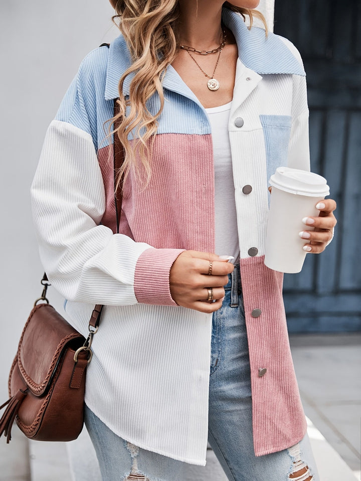 Colourful Blouse with Button Closure - Lina-Green/Pink-S-Nora Luxe