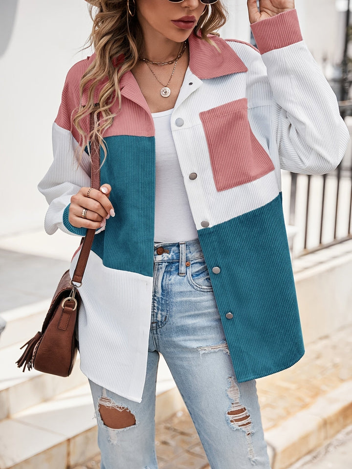 Colourful Blouse with Button Closure - Lina-Green/Pink-S-Nora Luxe