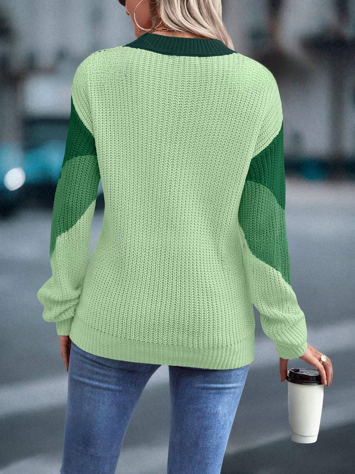 Colourful Crew Neck Sweater - Emmeline-S-Nora Luxe