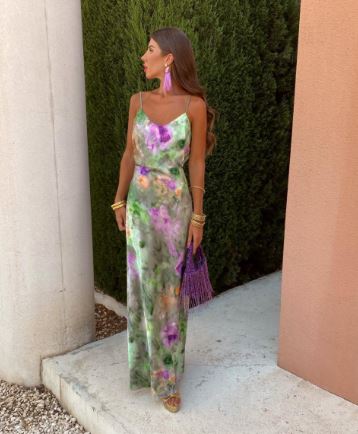 Colourful Halo-Dye Maxi Dress with Detachable Scarf - Olivia-S-Nora Luxe