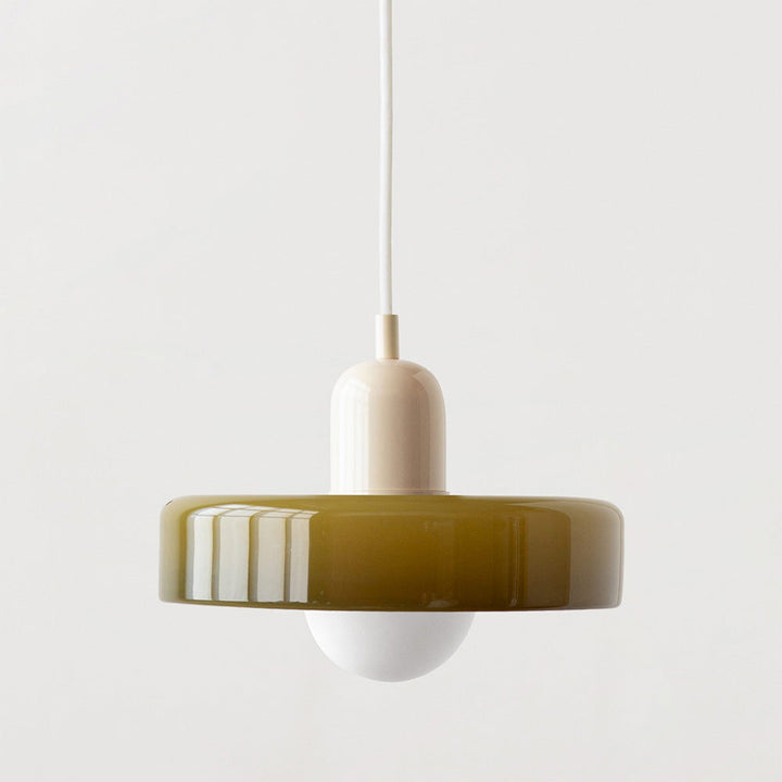 Colourful Pendant Lamp in Bauhaus Style - StiloGlas-9.84 x 7.09 in-Green-Beige-Nora Luxe