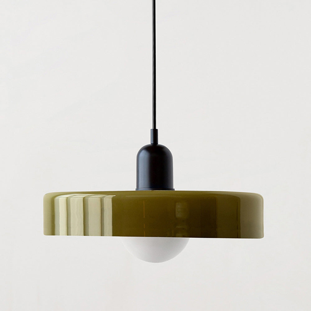 Colourful Pendant Lamp in Bauhaus Style - StiloGlas-9.84 x 7.09 in-Green-Black-Nora Luxe