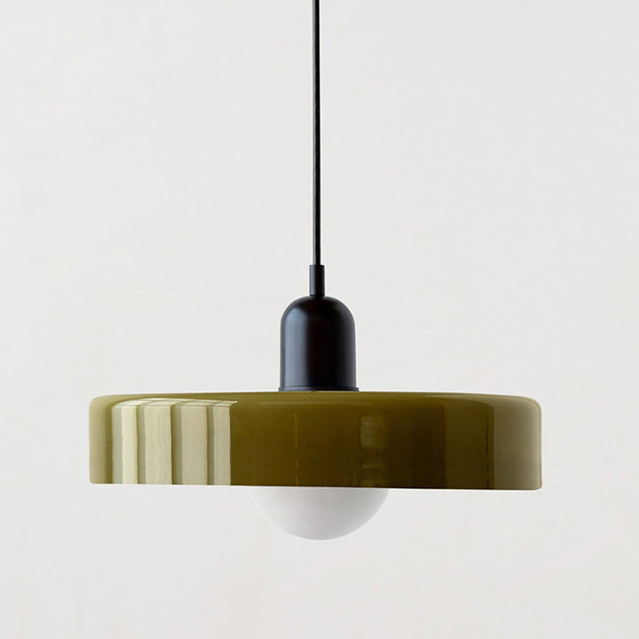 Colourful Pendant Lamp in Bauhaus Style - StiloGlas-9.84 x 7.09 in-Green-Black-Nora Luxe