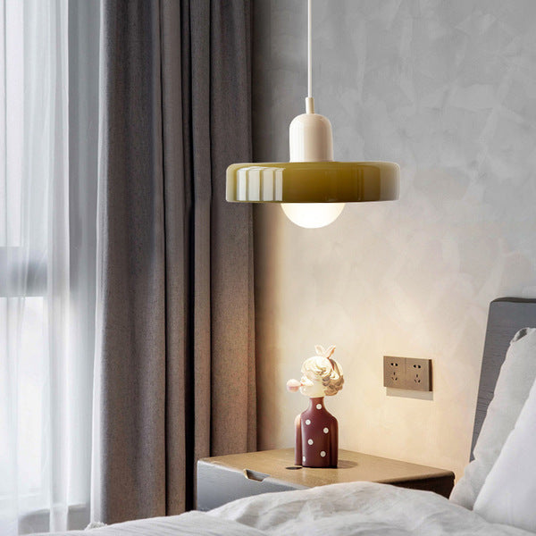 Colourful Pendant Lamp in Bauhaus Style - StiloGlas-9.84 x 7.09 in-Green-Red-Nora Luxe