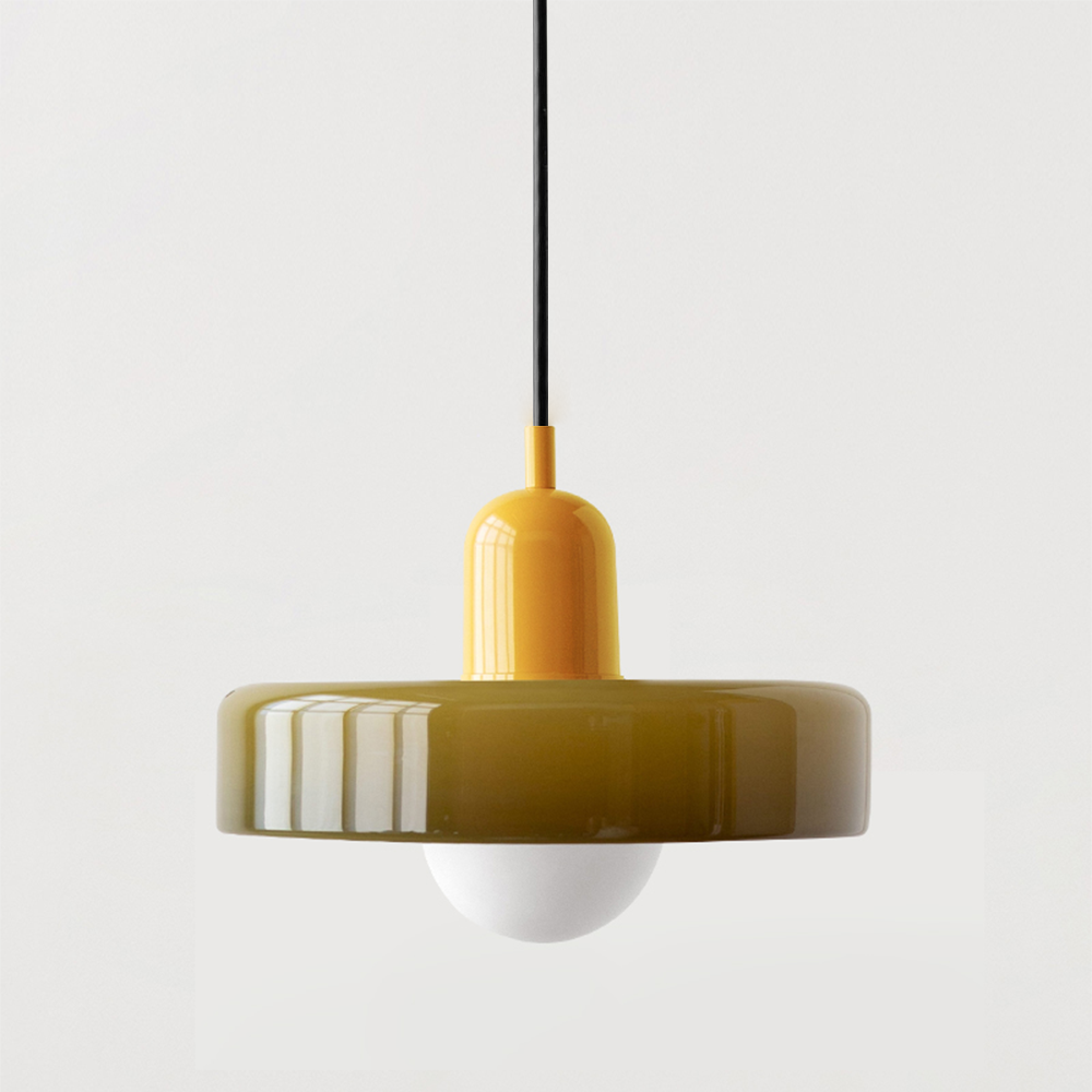 Colourful Pendant Lamp in Bauhaus Style - StiloGlas-9.84 x 7.09 in-Green-Red-Nora Luxe