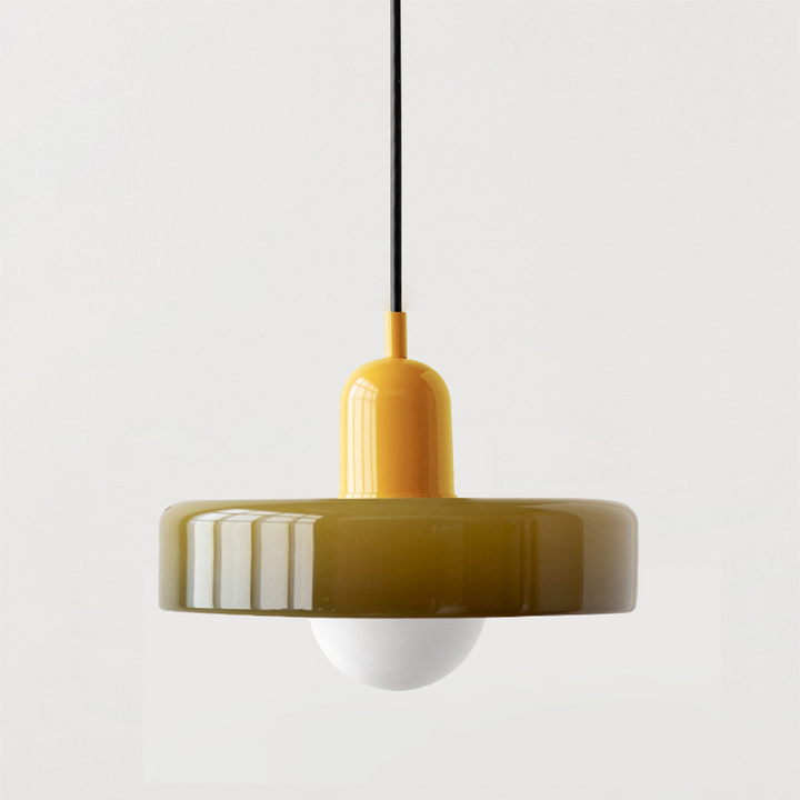 Colourful Pendant Lamp in Bauhaus Style - StiloGlas-9.84 x 7.09 in-Green-Red-Nora Luxe