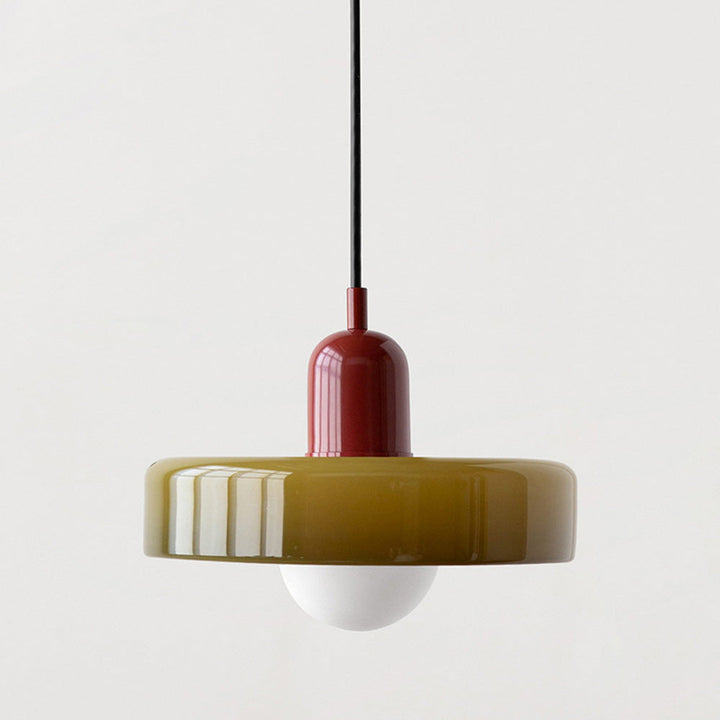 Colourful Pendant Lamp in Bauhaus Style - StiloGlas-9.84 x 7.09 in-Green-Red-Nora Luxe
