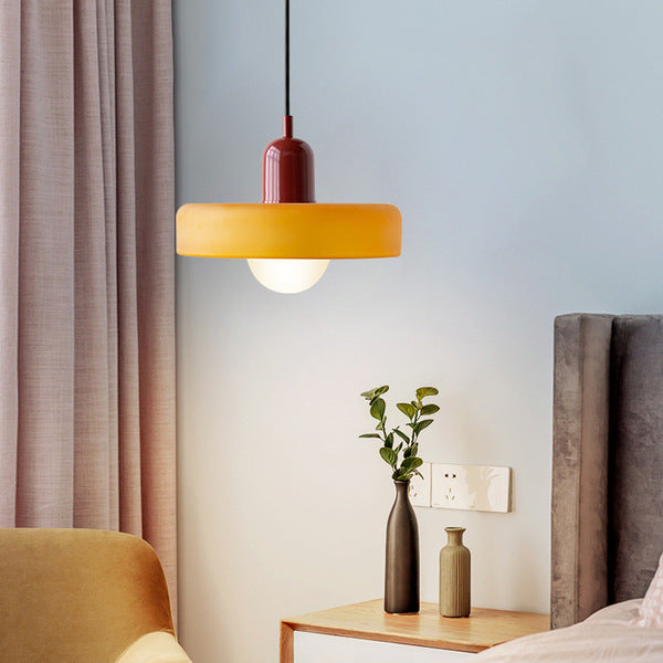 Colourful Pendant Lamp in Bauhaus Style - StiloGlas-9.84 x 7.09 in-Green-Red-Nora Luxe