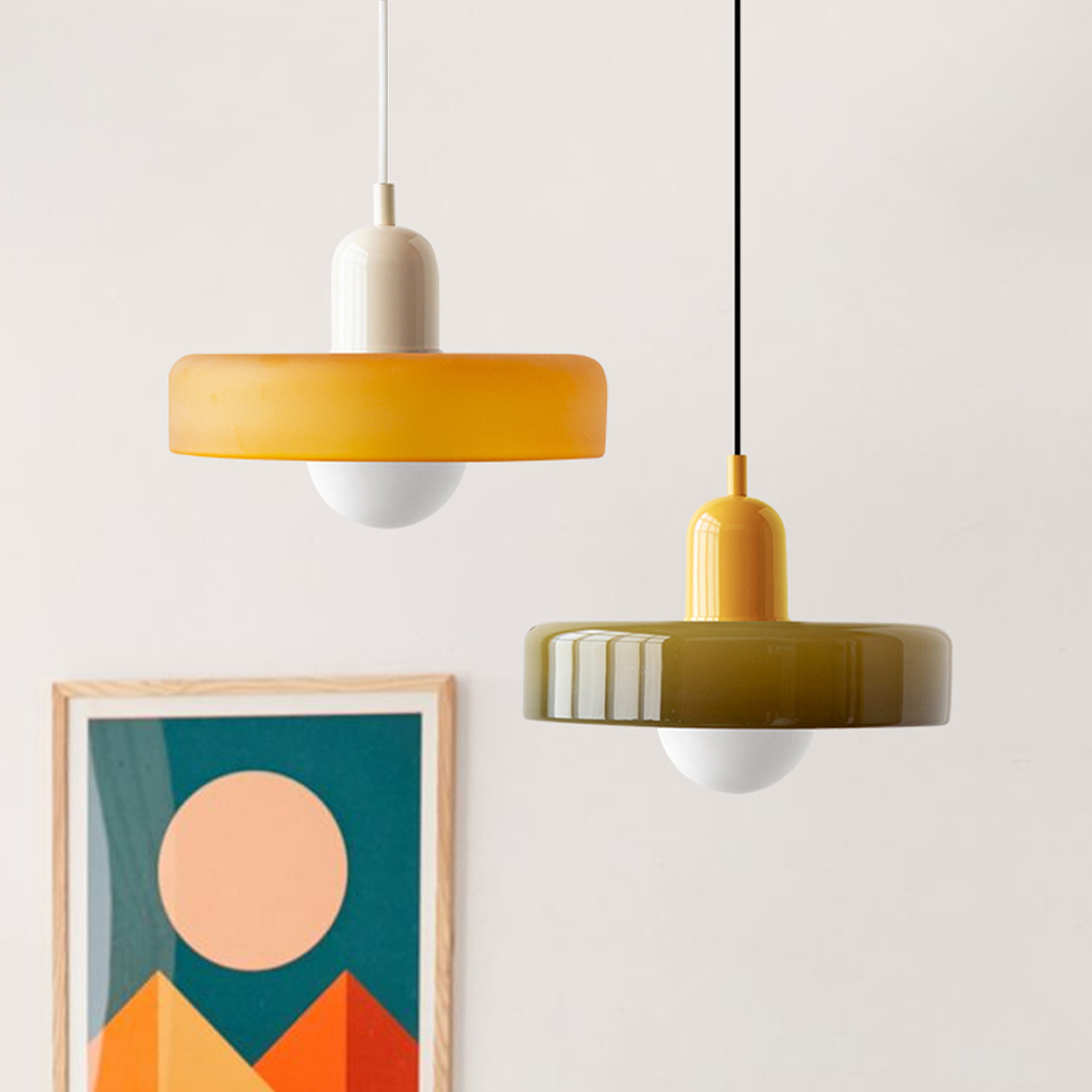 Colourful Pendant Lamp in Bauhaus Style - StiloGlas-9.84 x 7.09 in-Green-Red-Nora Luxe
