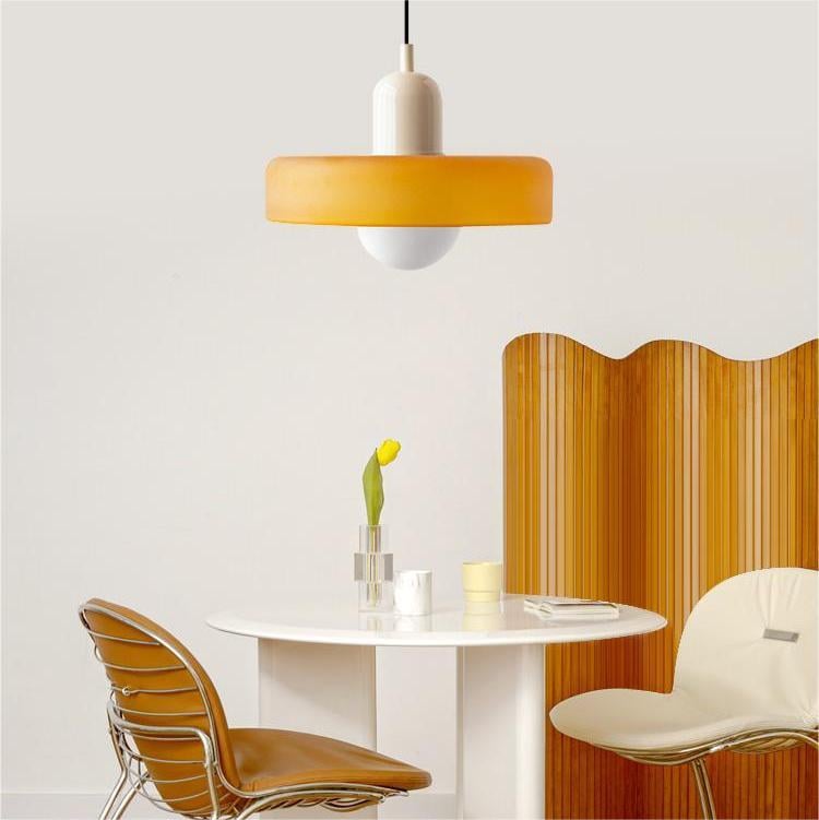 Colourful Pendant Lamp in Bauhaus Style - StiloGlas-9.84 x 7.09 in-Green-Red-Nora Luxe