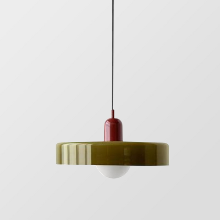 Colourful Pendant Lamp in Bauhaus Style - StiloGlas-9.84 x 7.09 in-Green-Red-Nora Luxe