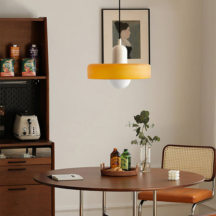 Colourful Pendant Lamp in Bauhaus Style - StiloGlas-9.84 x 7.09 in-Green-Red-Nora Luxe
