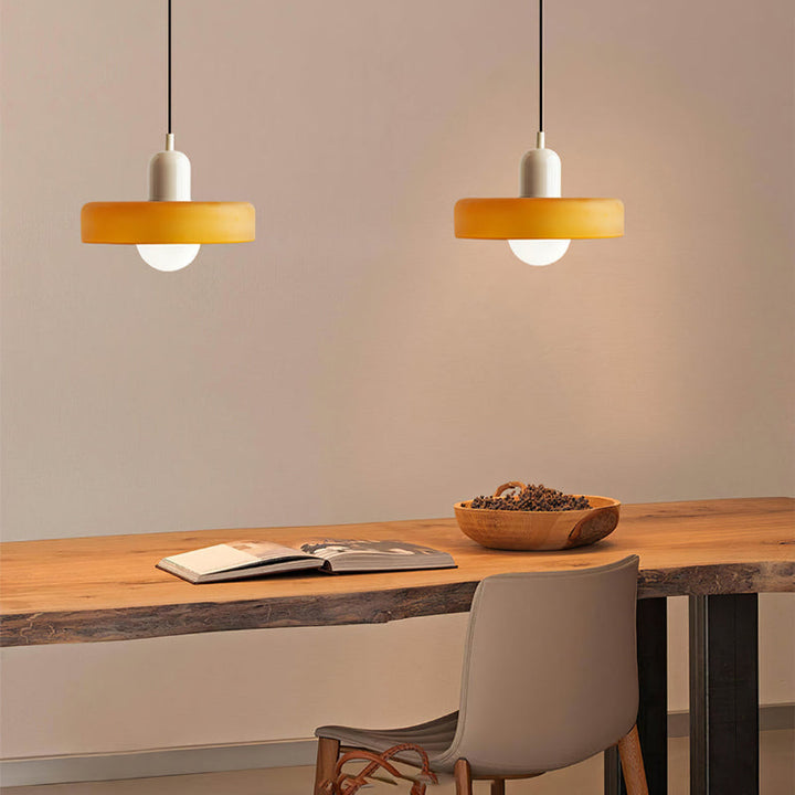 Colourful Pendant Lamp in Bauhaus Style - StiloGlas-9.84 x 7.09 in-Green-Red-Nora Luxe