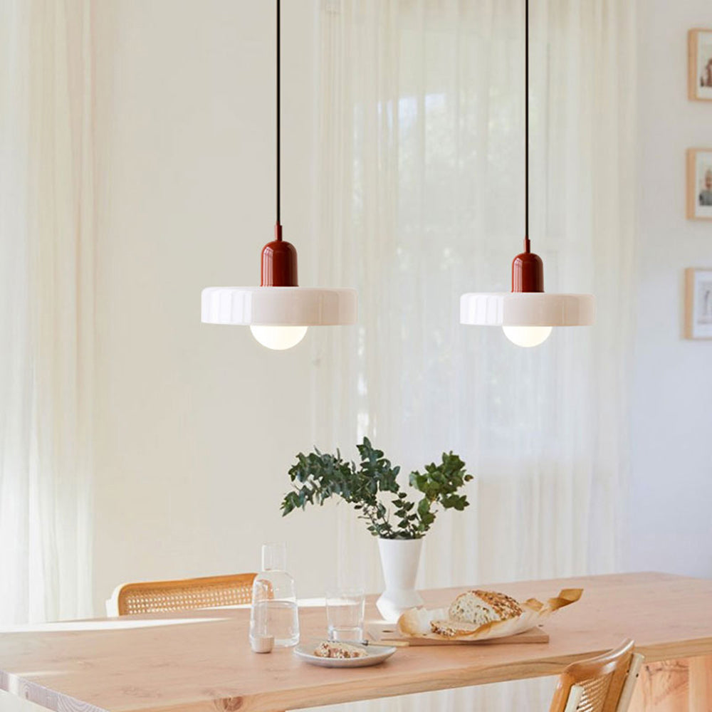 Colourful Pendant Lamp in Bauhaus Style - StiloGlas-9.84 x 7.09 in-Green-Red-Nora Luxe