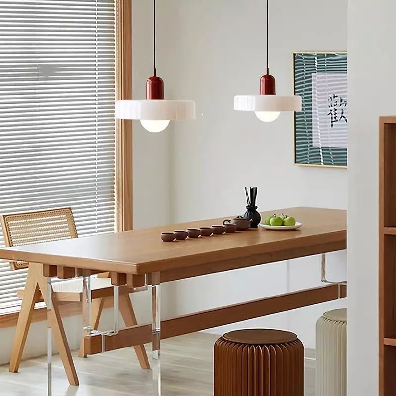 Colourful Pendant Lamp in Bauhaus Style - StiloGlas-9.84 x 7.09 in-Green-Red-Nora Luxe