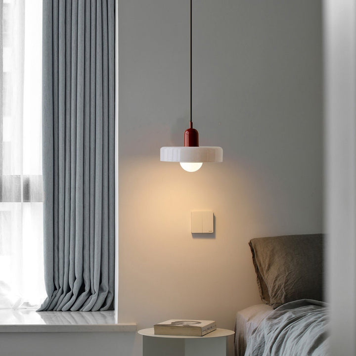 Colourful Pendant Lamp in Bauhaus Style - StiloGlas-9.84 x 7.09 in-Green-Red-Nora Luxe