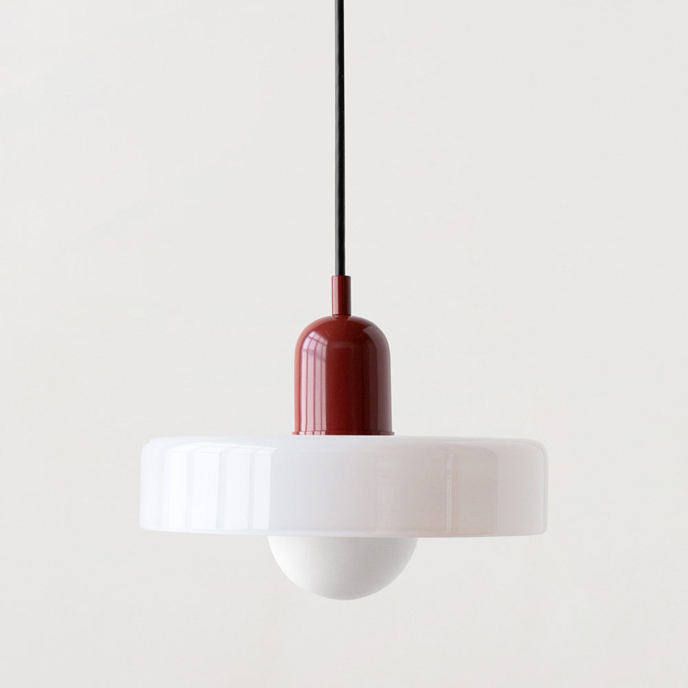 Colourful Pendant Lamp in Bauhaus Style - StiloGlas-9.84 x 7.09 in-Green-Red-Nora Luxe