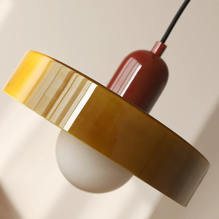 Colourful Pendant Lamp in Bauhaus Style - StiloGlas-9.84 x 7.09 in-Green-Red-Nora Luxe
