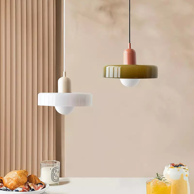 Colourful Pendant Lamp in Bauhaus Style - StiloGlas-9.84 x 7.09 in-Green-Red-Nora Luxe