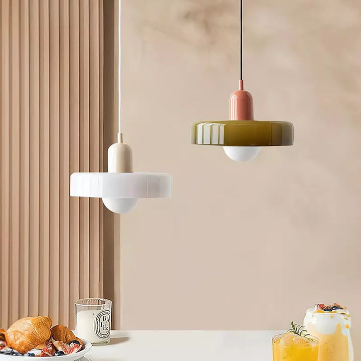 Colourful Pendant Lamp in Bauhaus Style - StiloGlas-9.84 x 7.09 in-Green-Red-Nora Luxe