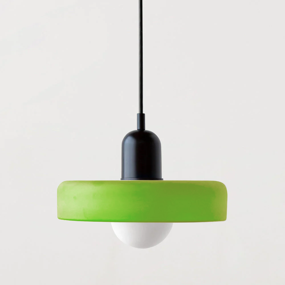 Colourful Pendant Lamp in Bauhaus Style - StiloGlas-9.84 x 7.09 in-Green-Red-Nora Luxe