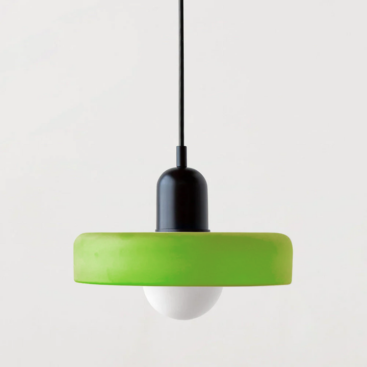 Colourful Pendant Lamp in Bauhaus Style - StiloGlas-9.84 x 7.09 in-Green-Red-Nora Luxe