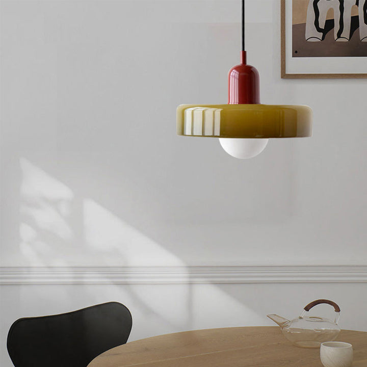 Colourful Pendant Lamp in Bauhaus Style - StiloGlas-9.84 x 7.09 in-Green-Red-Nora Luxe