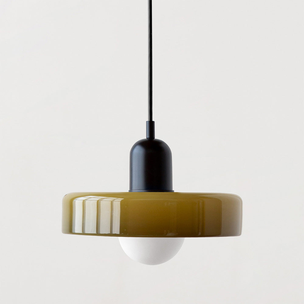 Colourful Pendant Lamp in Bauhaus Style - StiloGlas-9.84 x 7.09 in-Green-Red-Nora Luxe