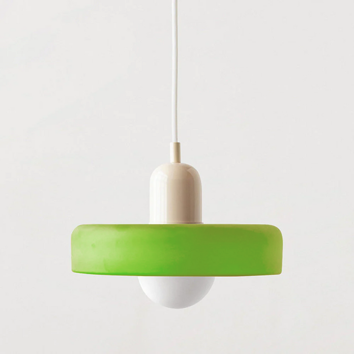 Colourful Pendant Lamp in Bauhaus Style - StiloGlas-9.84 x 7.09 in-Icy green-Beige-Nora Luxe