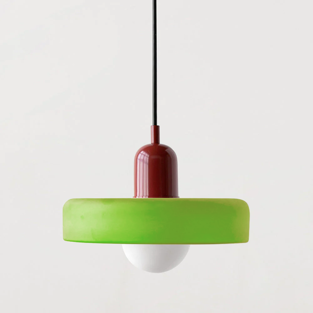 Colourful Pendant Lamp in Bauhaus Style - StiloGlas-9.84 x 7.09 in-Icy green-Red-Nora Luxe