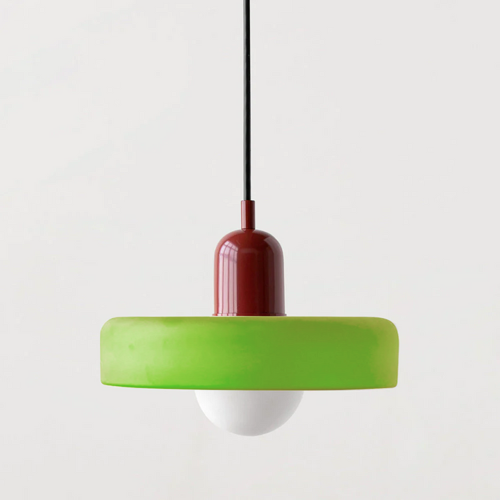 Colourful Pendant Lamp in Bauhaus Style - StiloGlas-9.84 x 7.09 in-Icy green-Red-Nora Luxe
