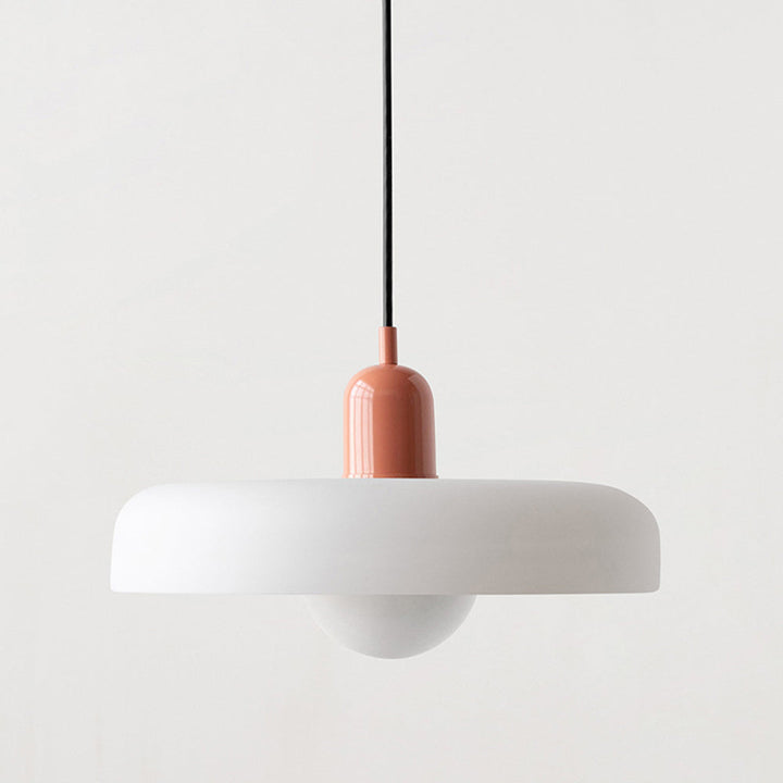 Colourful Pendant Lamp in Bauhaus Style - StiloGlas-9.84 x 7.09 in-White-Pink-Nora Luxe