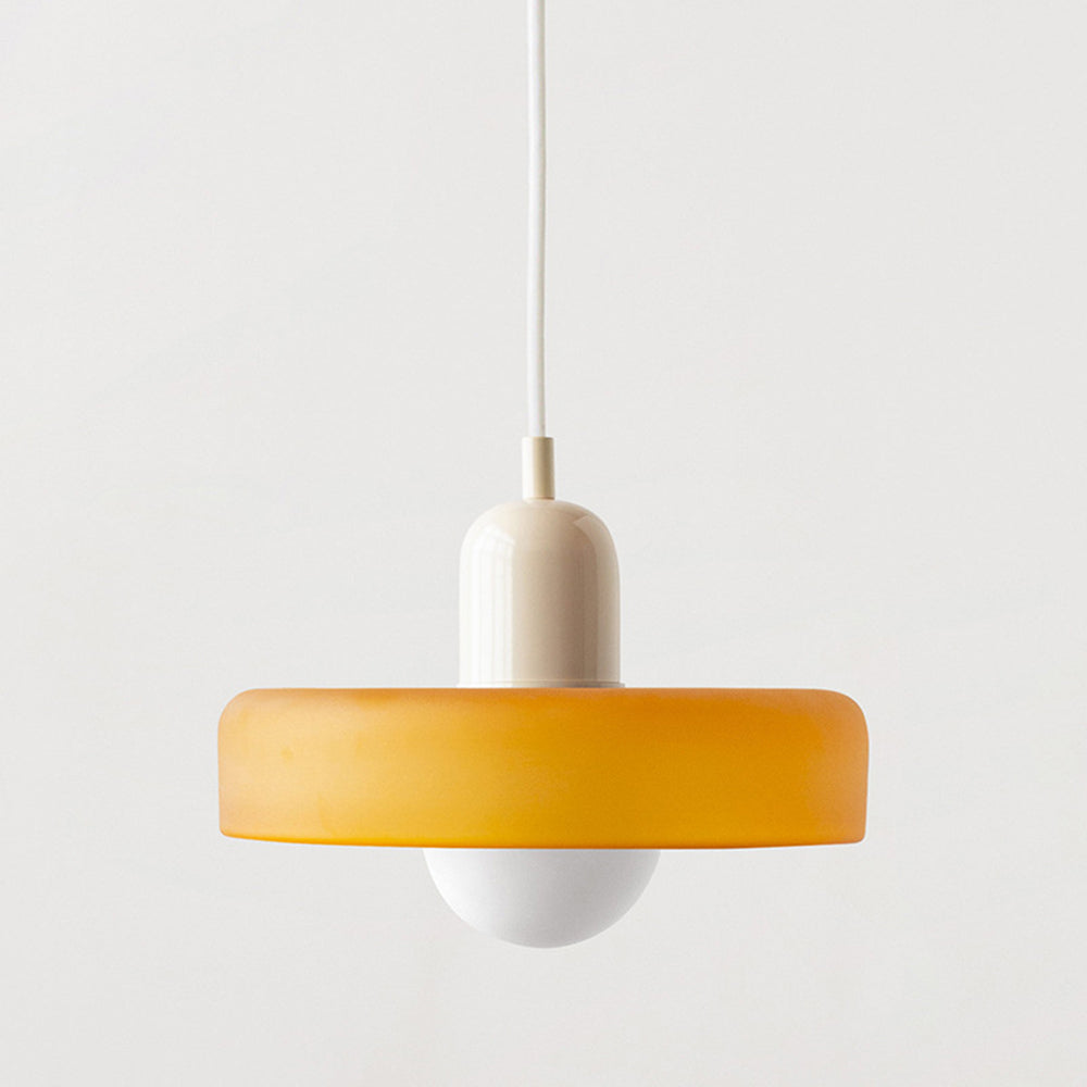Colourful Pendant Lamp in Bauhaus Style - StiloGlas-9.84 x 7.09 in-Yellow-Beige-Nora Luxe
