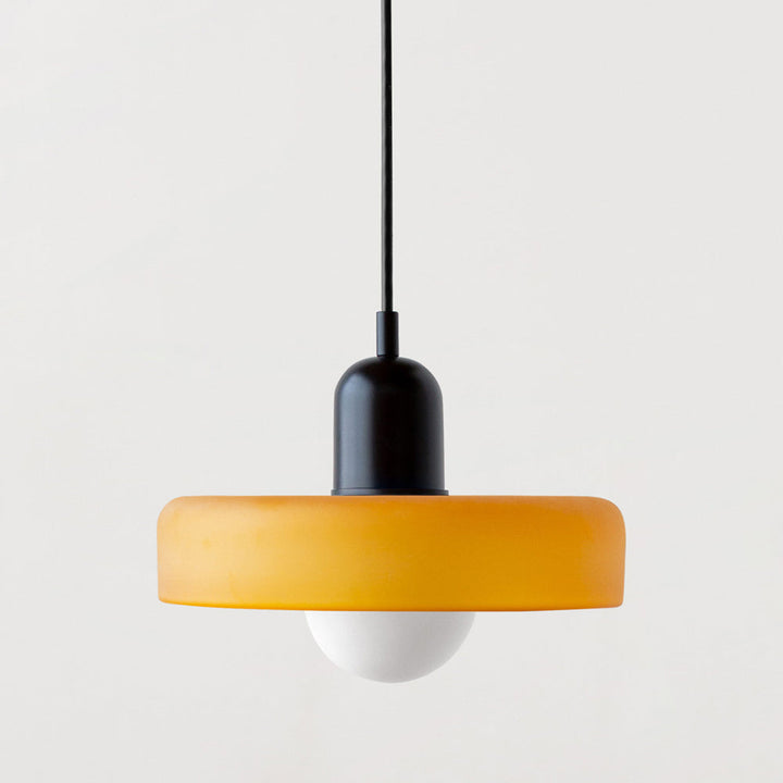 Colourful Pendant Lamp in Bauhaus Style - StiloGlas-9.84 x 7.09 in-Yellow-Black-Nora Luxe