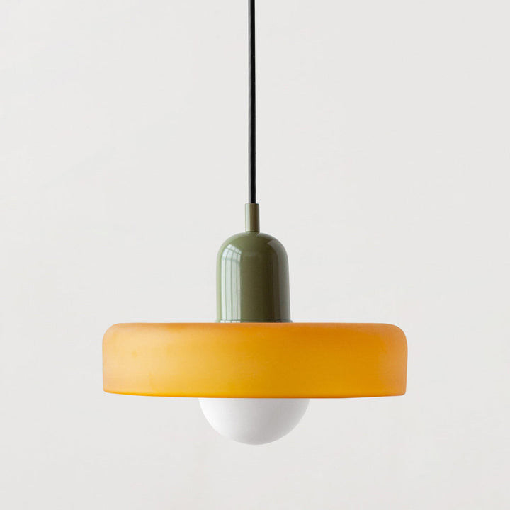 Colourful Pendant Lamp in Bauhaus Style - StiloGlas-9.84 x 7.09 in-Yellow-Green-Nora Luxe