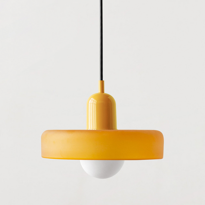 Colourful Pendant Lamp in Bauhaus Style - StiloGlas-9.84 x 7.09 in-Yellow-Yellow-Nora Luxe