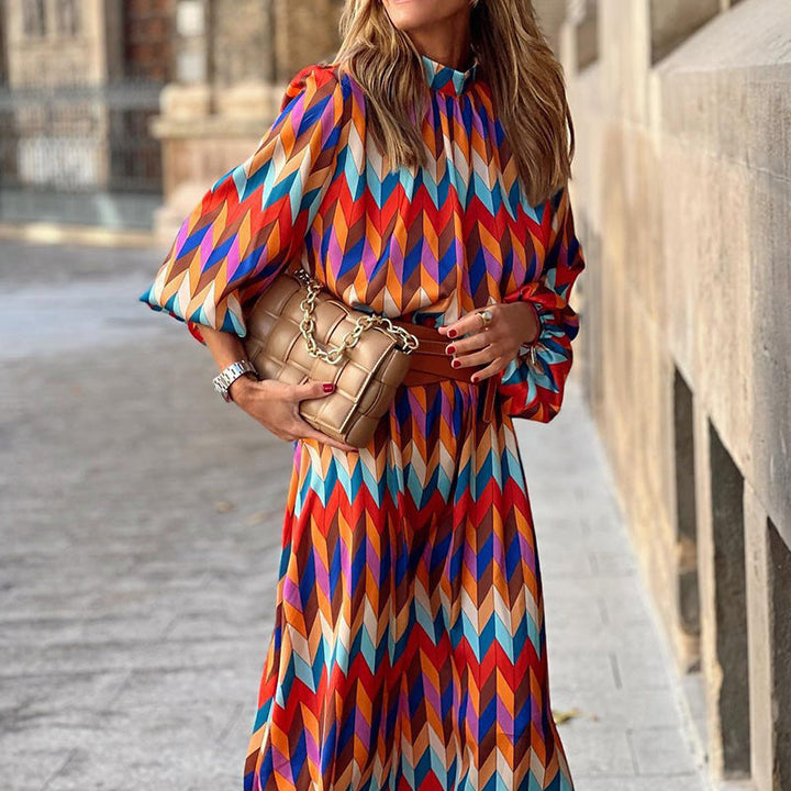 Colourful Print Midi Dress - Sophia-S-Nora Luxe