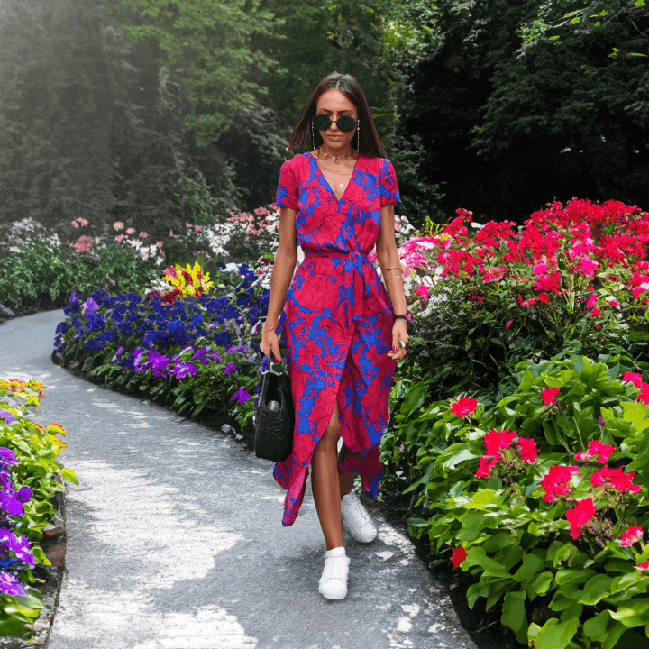 Colourful Summer Dress - Luna-Red/Blue-S-Nora Luxe