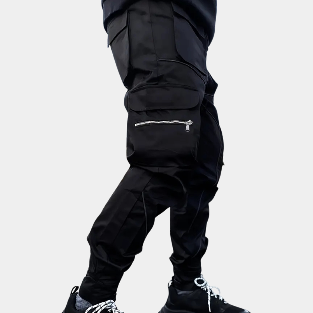 Comfort Fit Cargo Trousers for Men - Ryder-Black-XS-Nora Luxe
